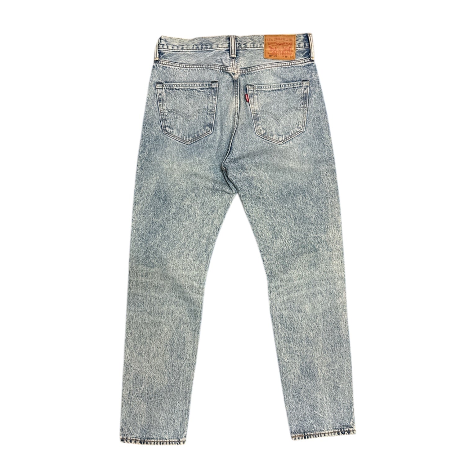 Levi's 501 CT Acid Wash Ripped Knee Blue Jeans
