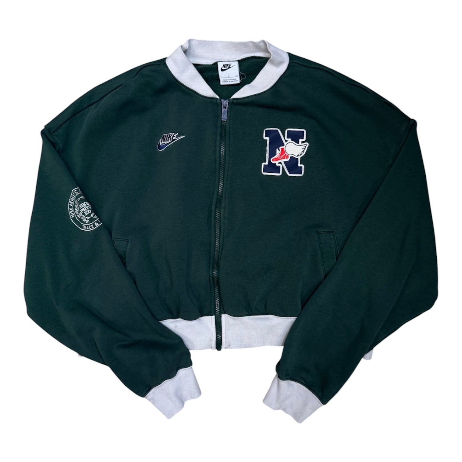 Nike Sportswear Green Cropped Oversized Full Zip Sweatshirt (W)