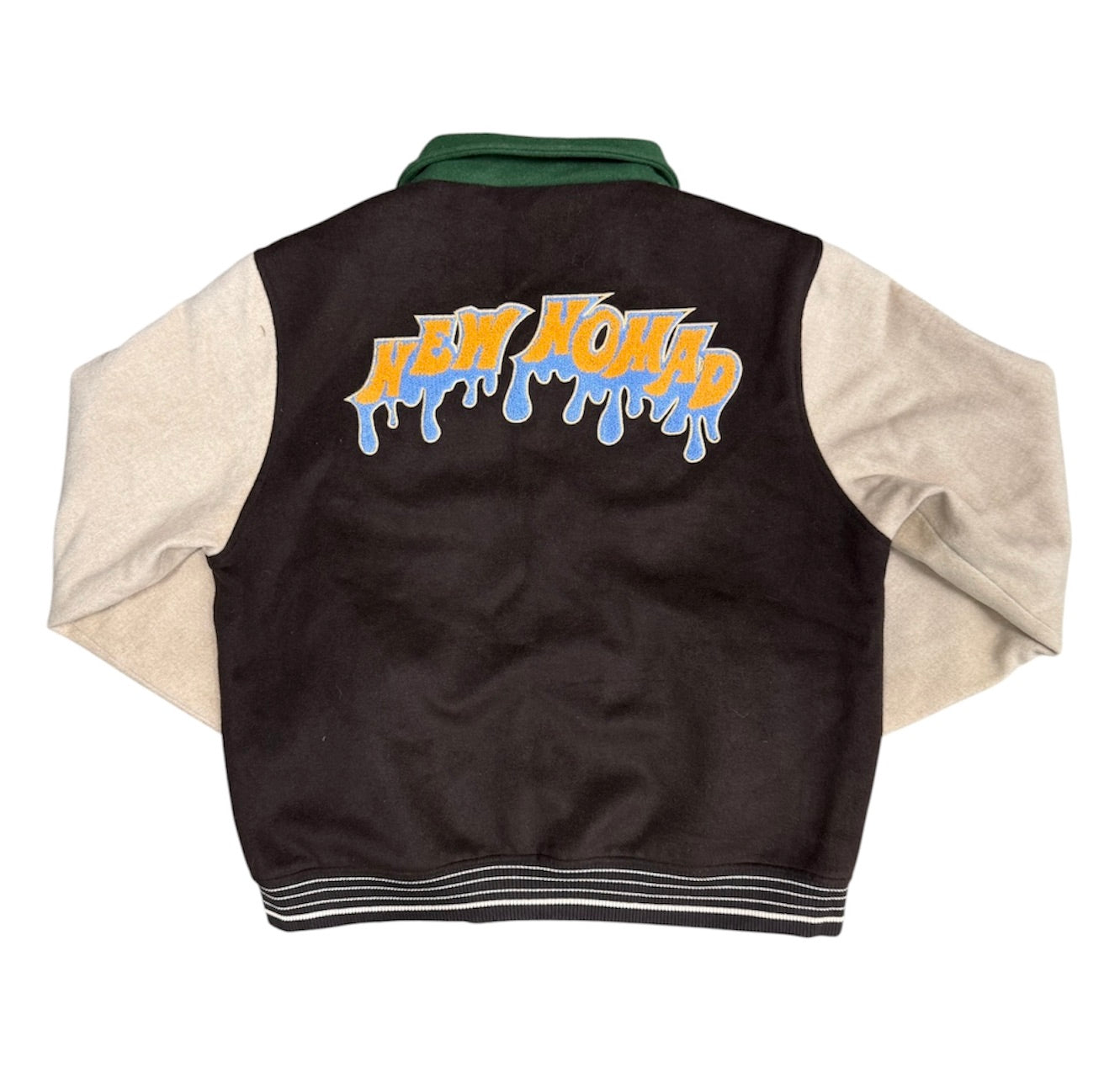 Woodbird Beige Green Brown Varsity Jacket