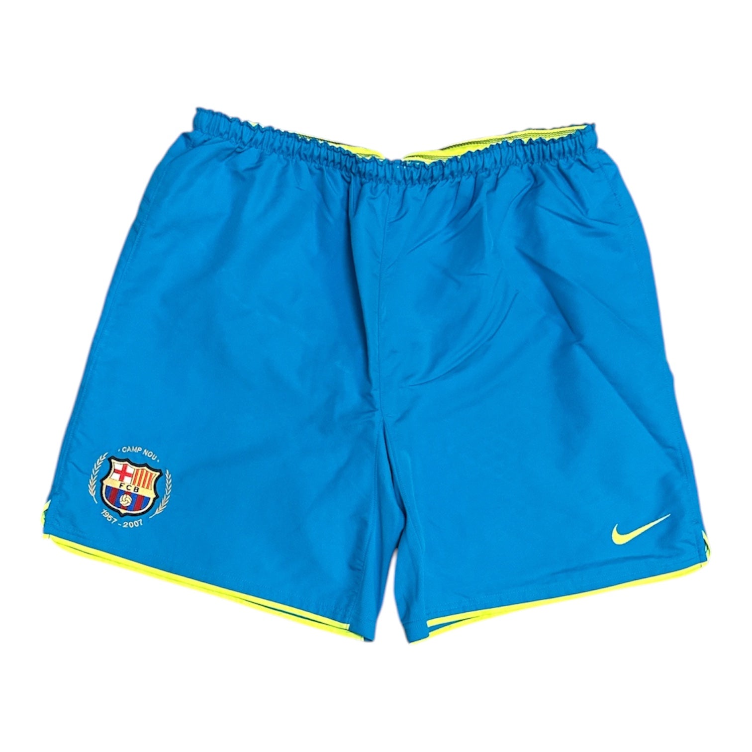 Nike FC Barcelona 2007/2008 Turquoise Neon Green Away Football Shorts