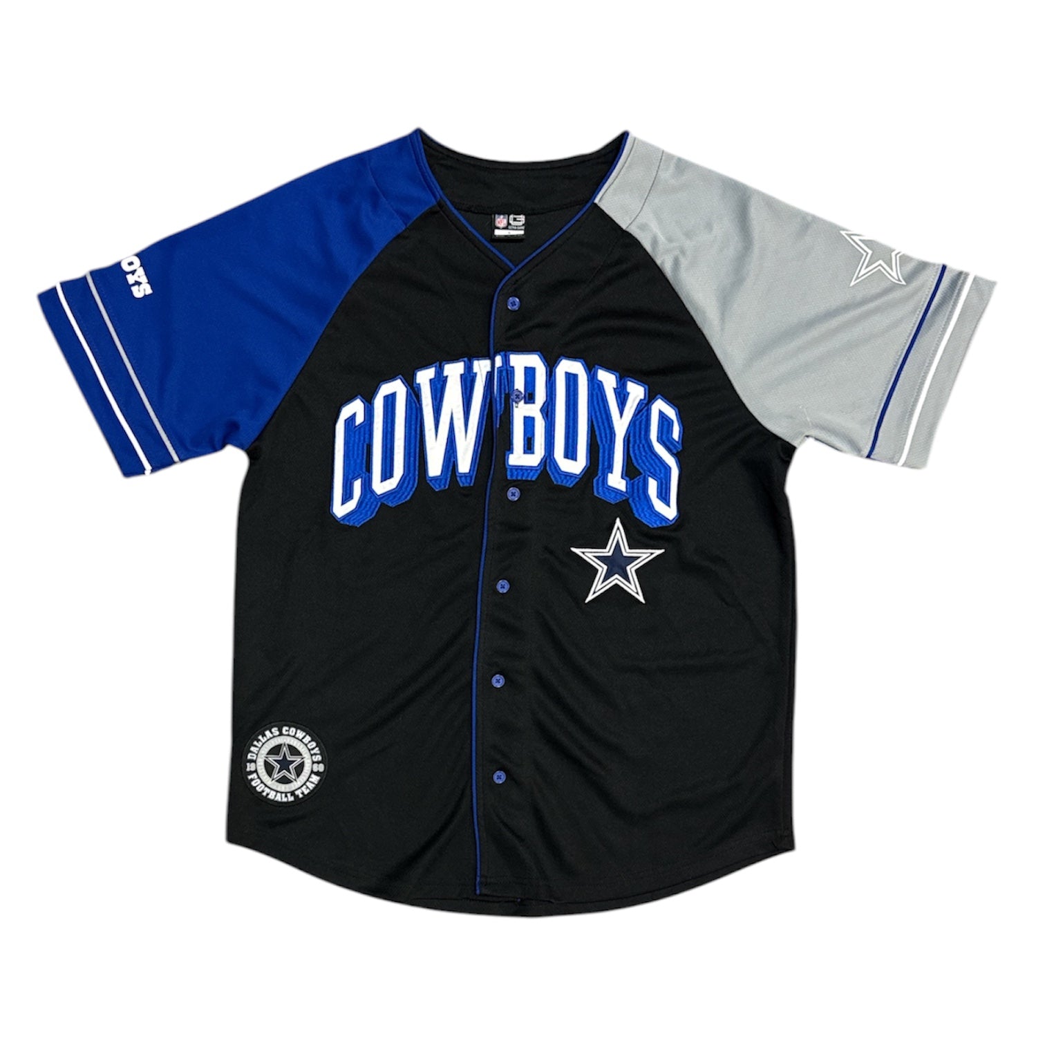 Ultra Game NFL Dallas Cowboys Baseball Style Jersey Blue Black
