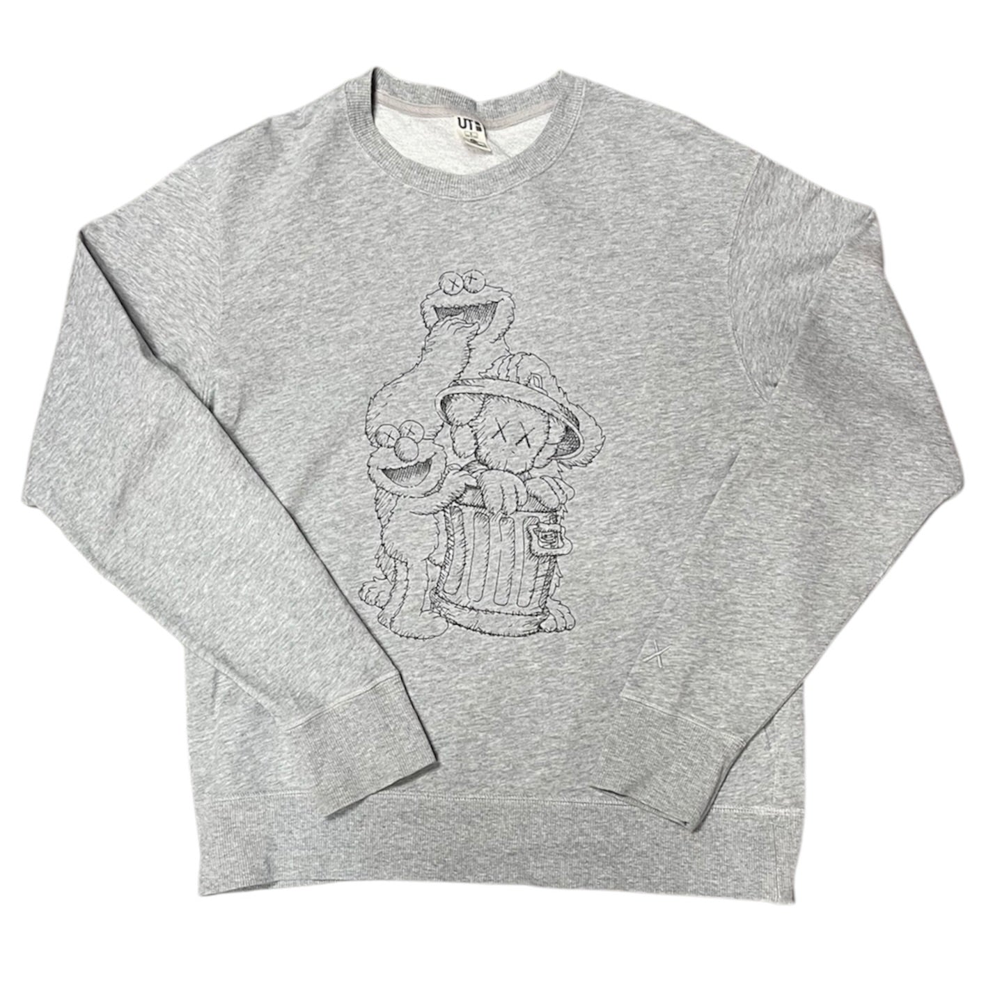 Uniqlo x Kaws x Sesame Street Cokie Monster Grey Sweatshirt