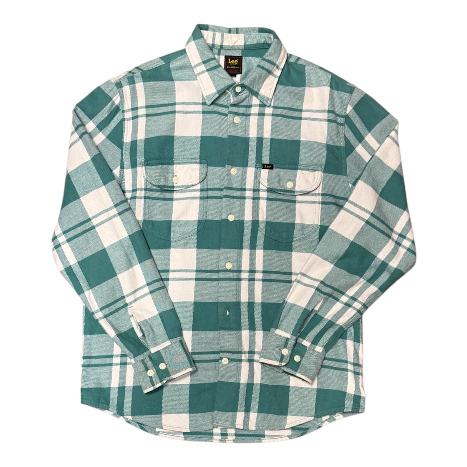Lee Relaxed Fit Green White Flannel Shirt