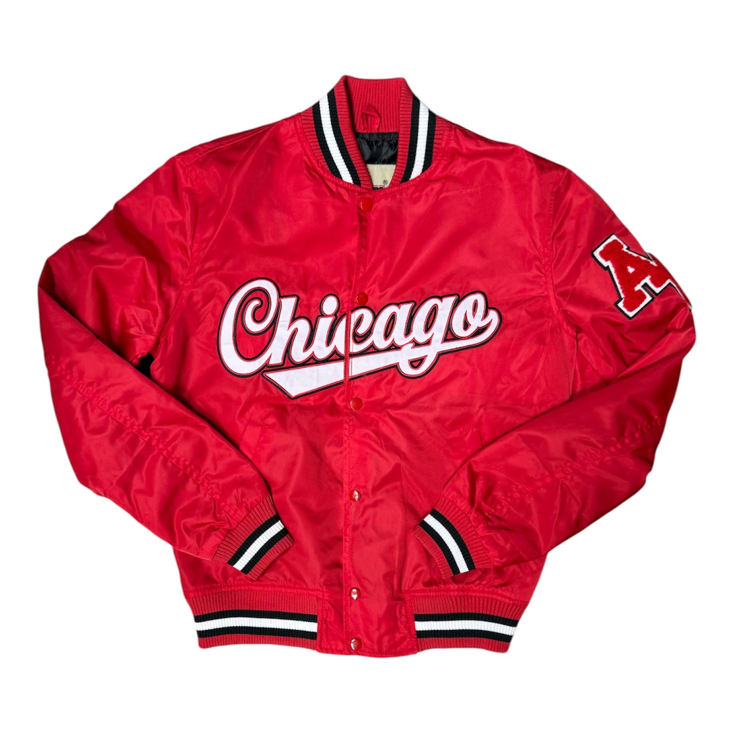 American College USA New York Brooklyn Chicago Red Varsity Jacket