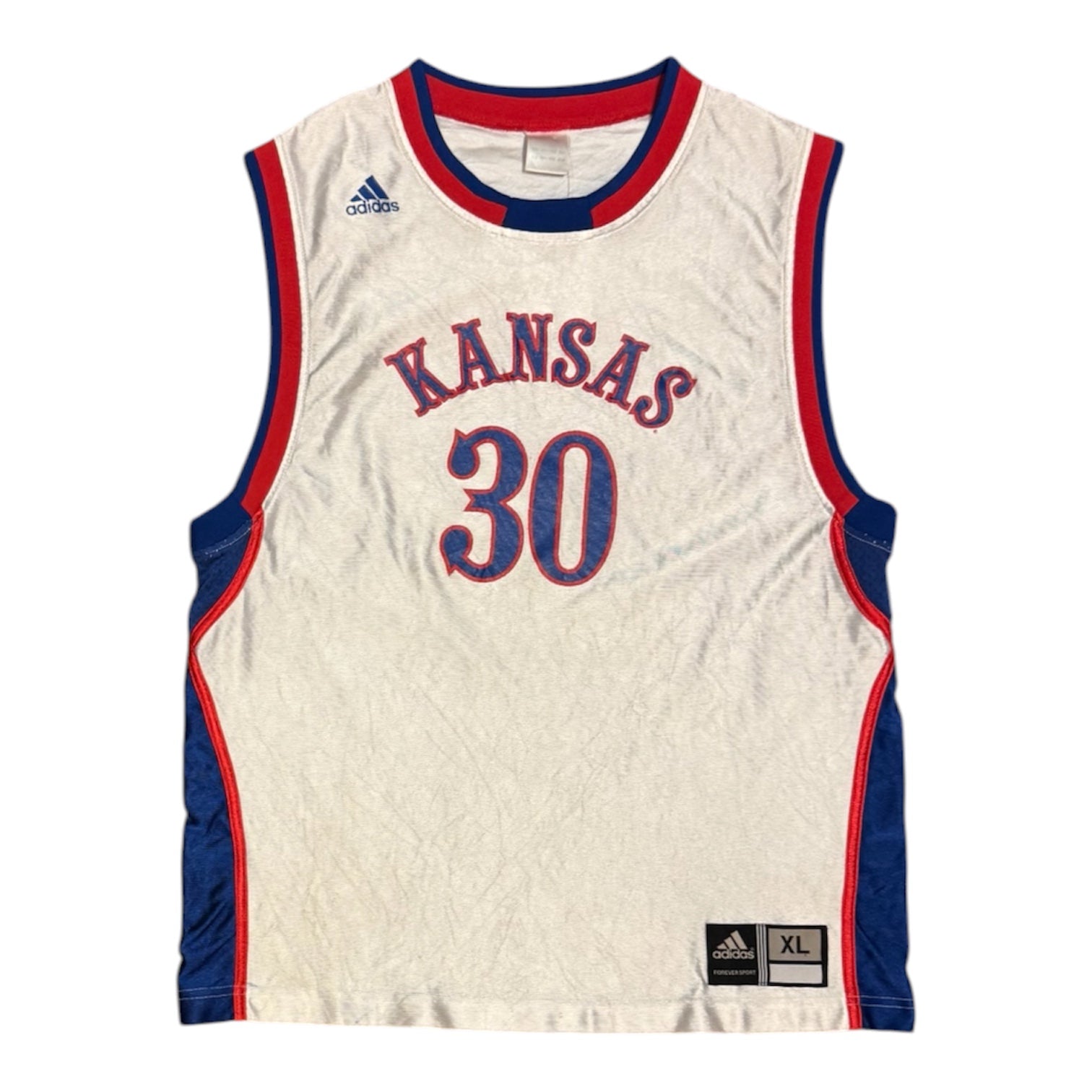 Vintage Adidas Kansas Jayhawks Wright #30 Basketball Jersey (Youth)