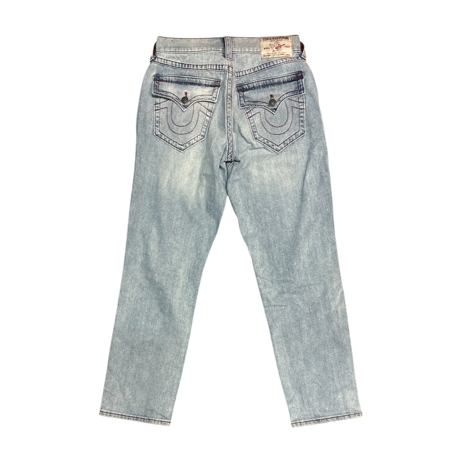 True Religion Bobby Relaxed Baggy Distressed Light Washed Jeans
