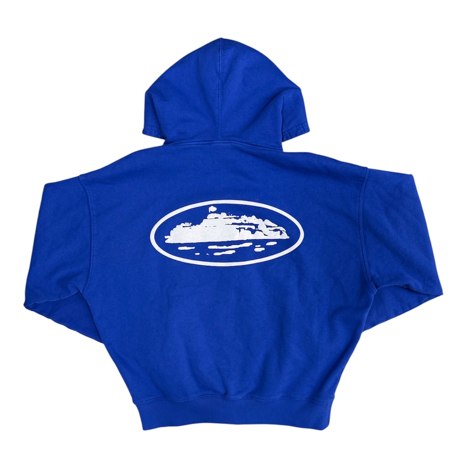 Corteiz Island Puff Print Zip Blue Hoodie