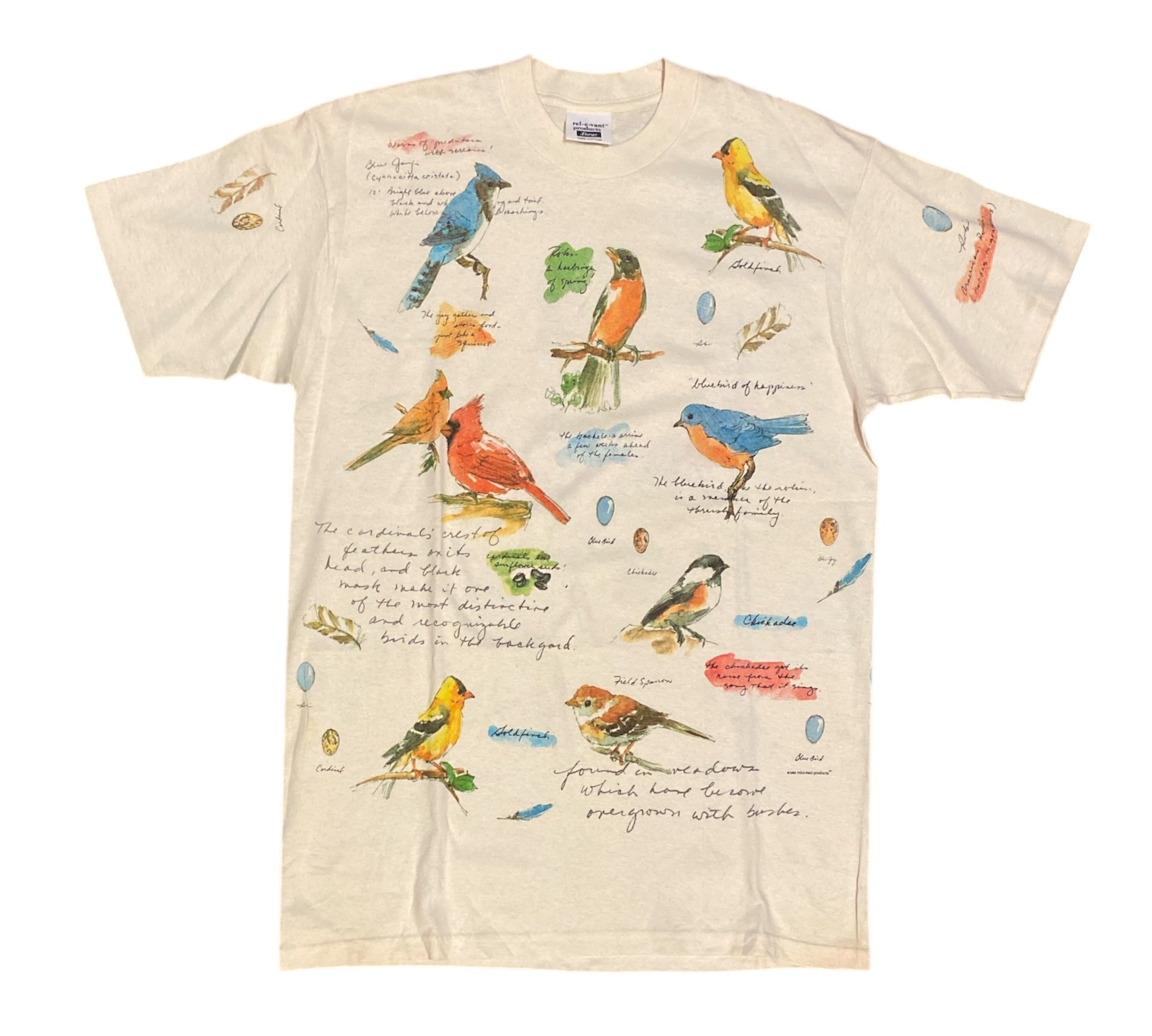Vintage Relevent Products Birds Beige Tshirt