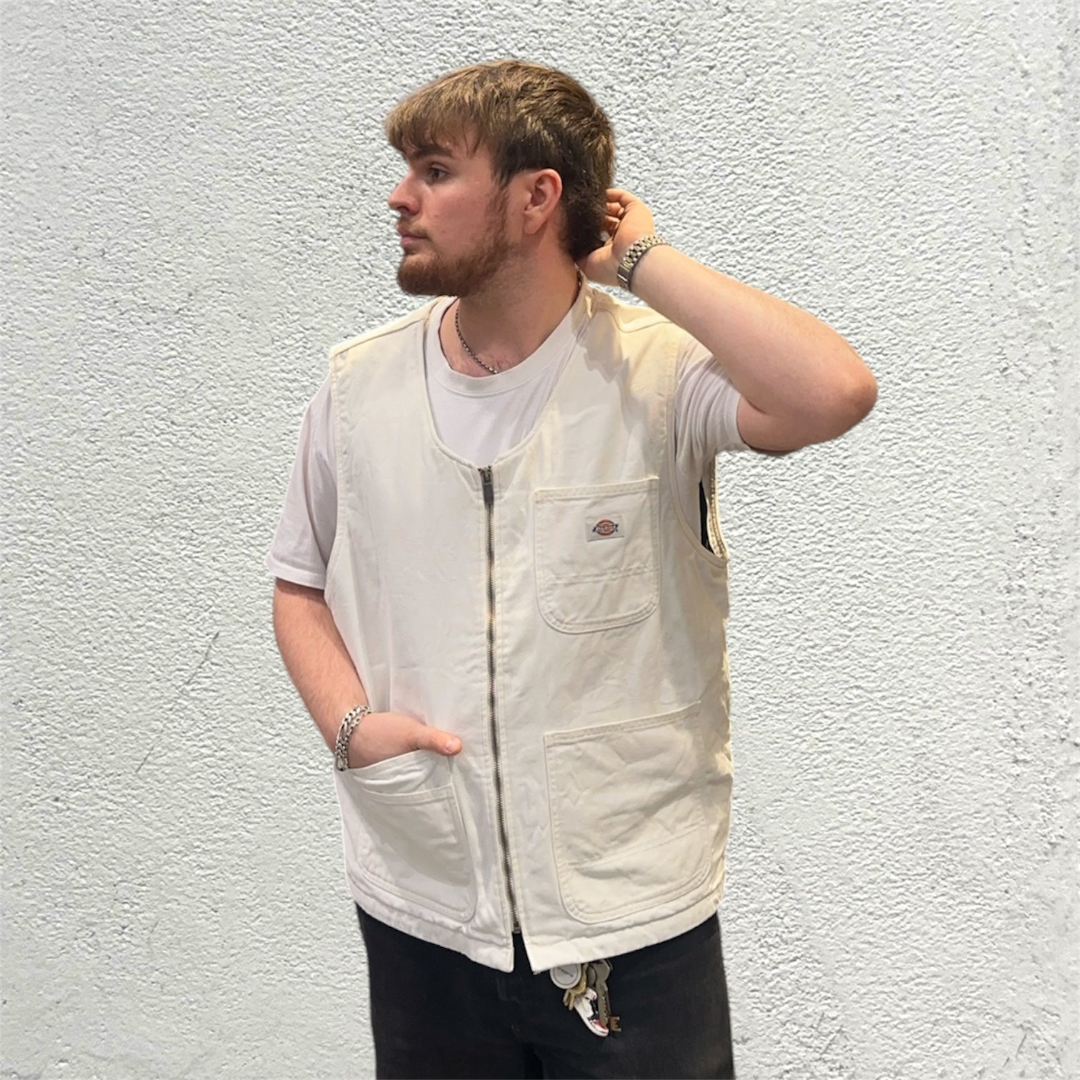 Dickies Quilted Lining White Vest