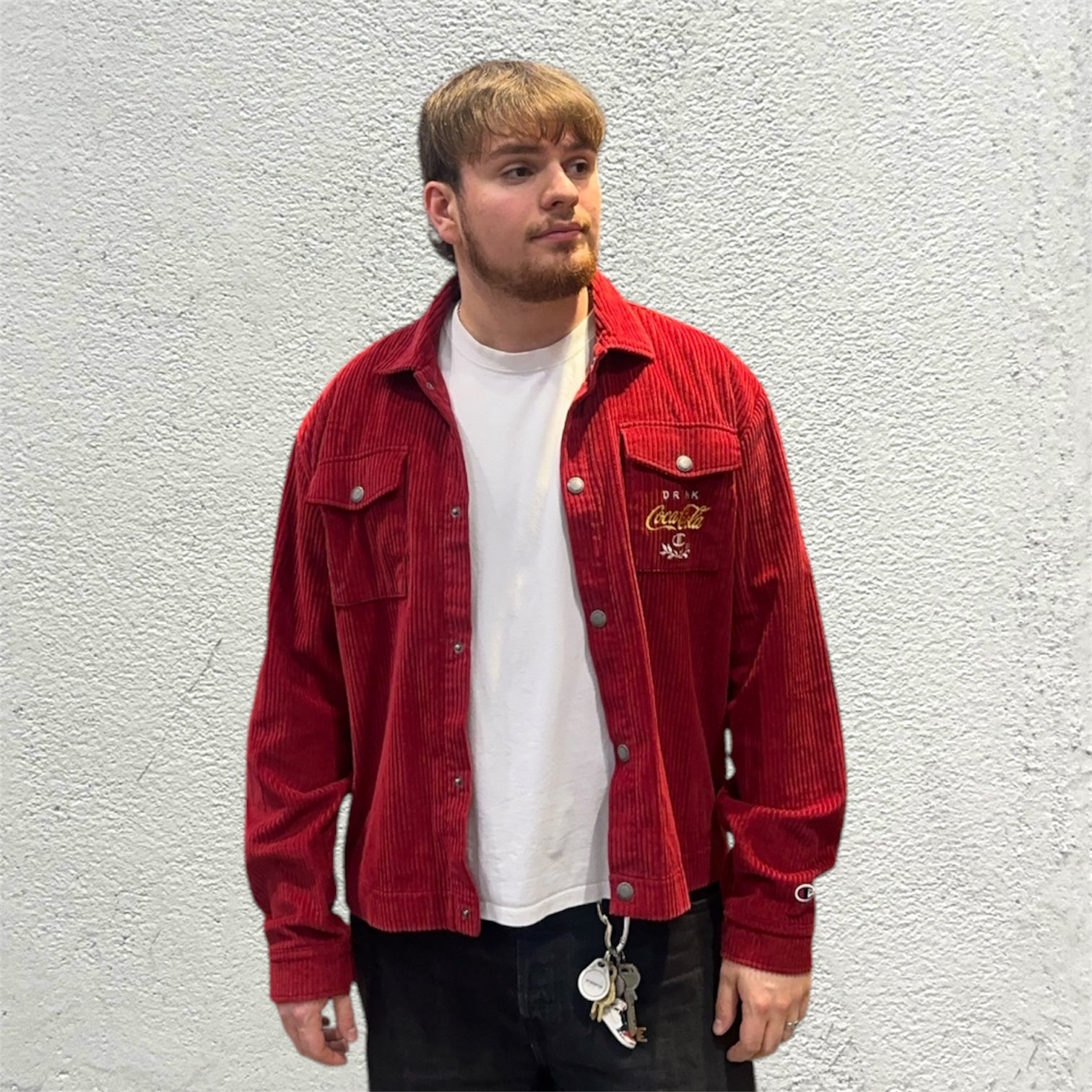 Champion Coca Cola Burgundy Corduroy Overshirt Jacket