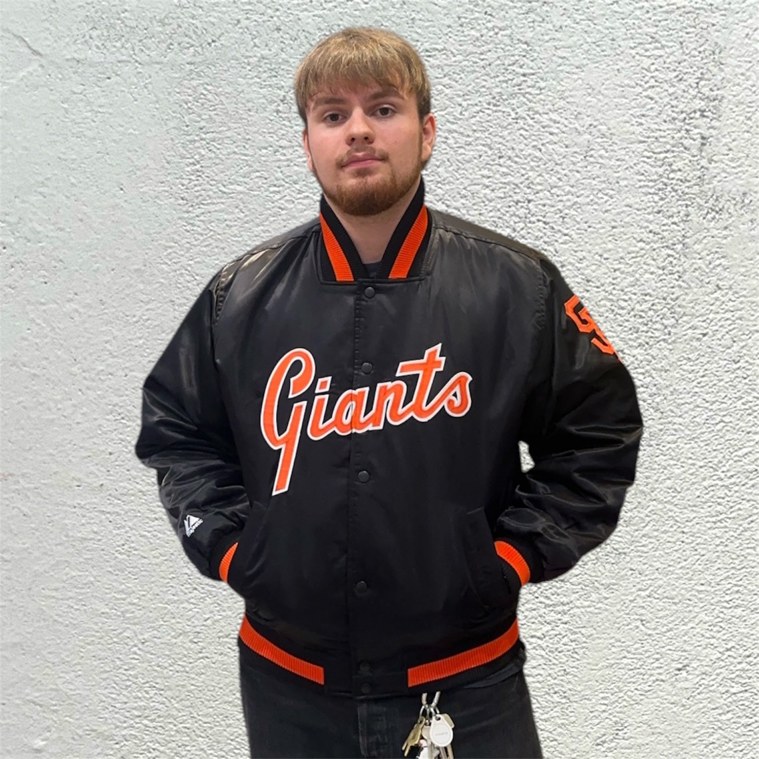 Majestic Cooperstown San Fransisco Giants Satin Black Varsity Jacket