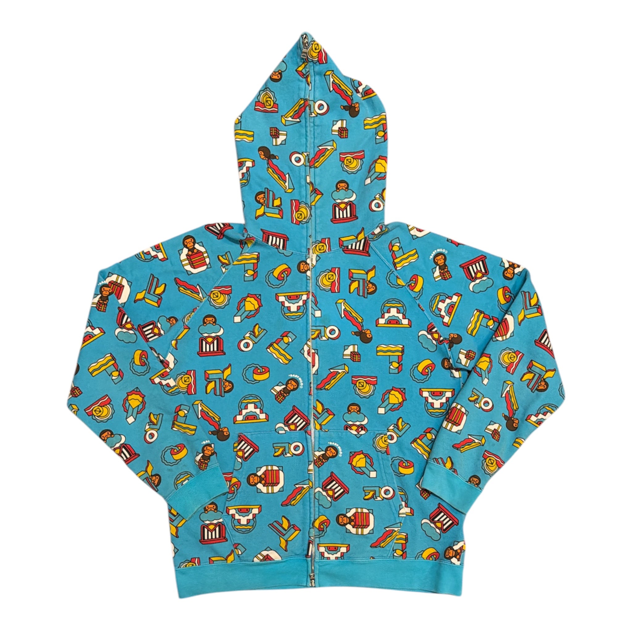 A Bathing Ape Baby Milo Blue All Over Toys Print Full Zip Hoodie