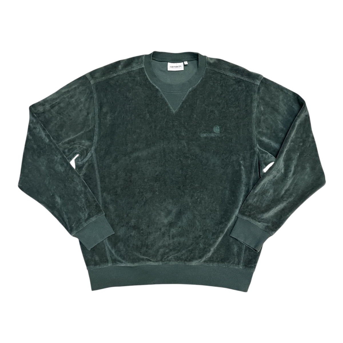 Carhartt WIP United Script Green Velour Sweatshirt
