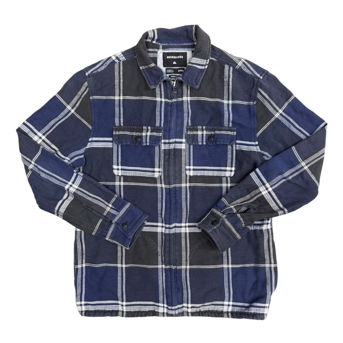 Quicksilver Blue Flannel Full Zip Overshirt Jacket
