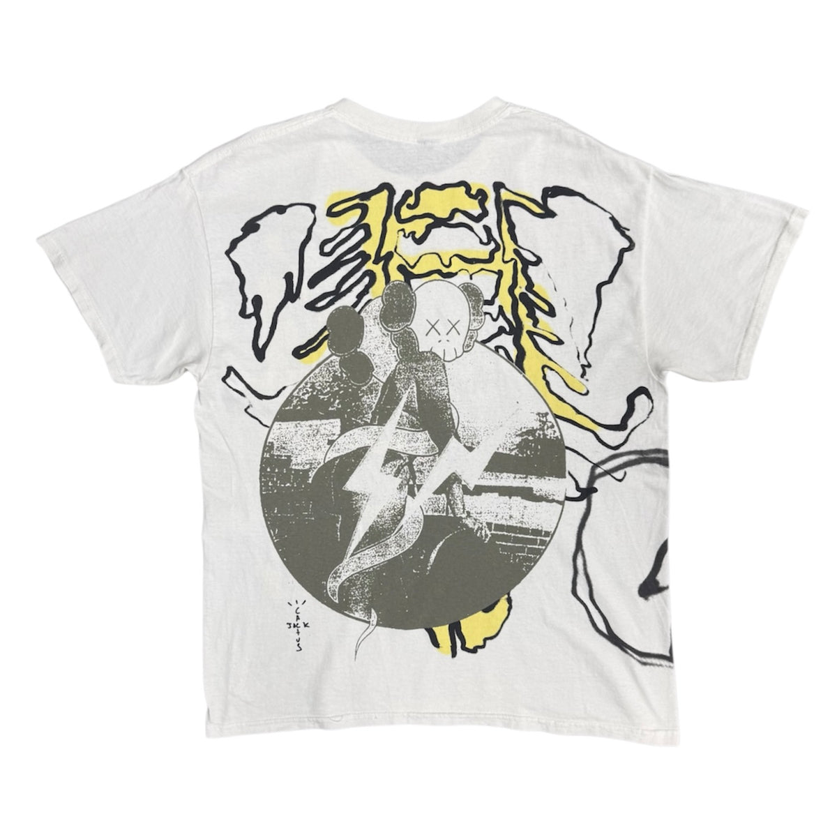 Travis Scott Cactus Jack Kaws For Fragment Aged Yellow Tshirt