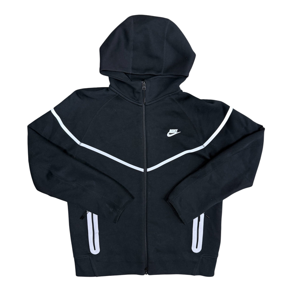 Nike FW23 Tech Fleece Black Silver Full Zip Hoodie