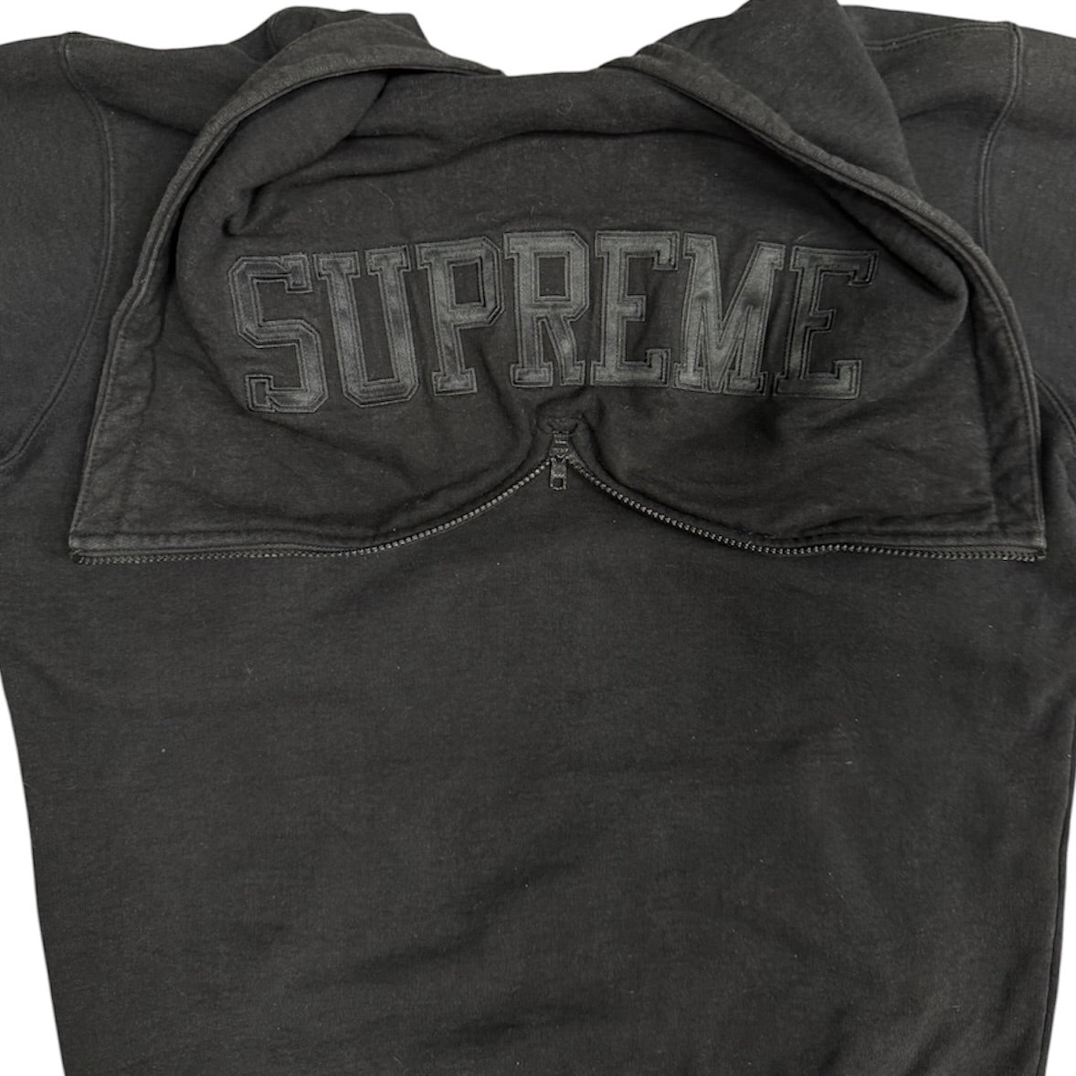 Supreme FW16 Split Hood Zip Up Black Hoodie