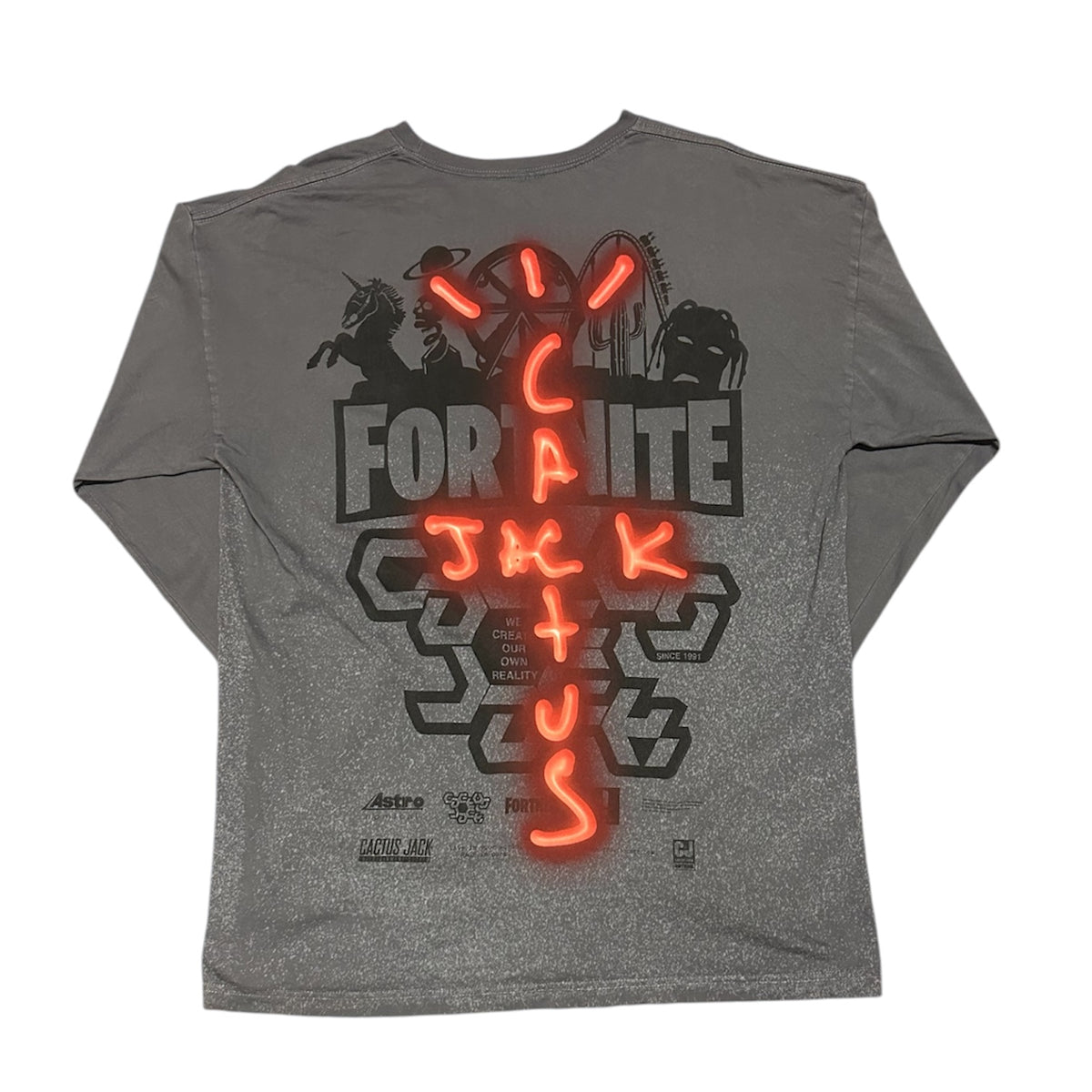 Travis Scott SS20 Back Bling Washed Grey Long Sleeve