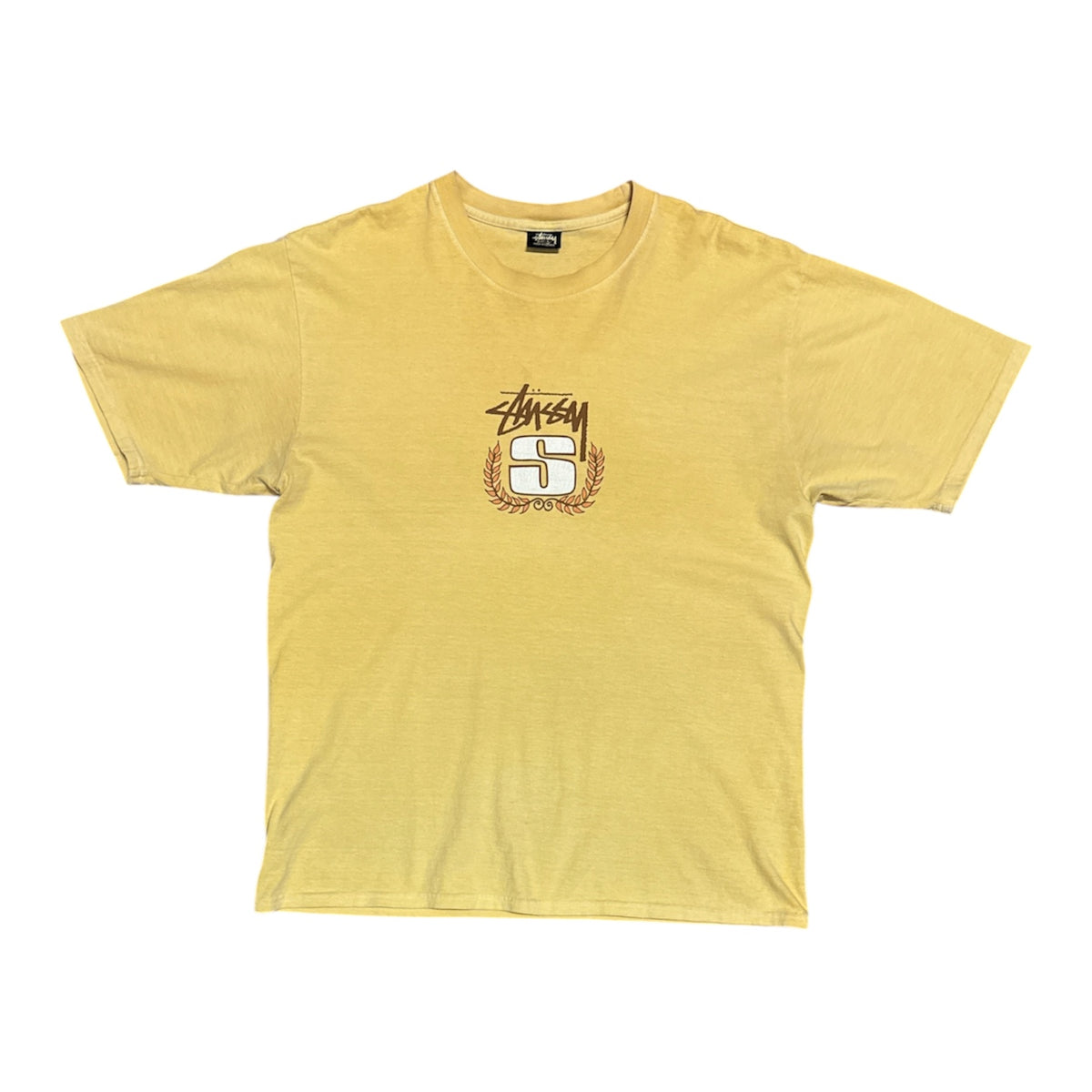Stussy S Wreath Pigment Dyed Yellow Tshirt