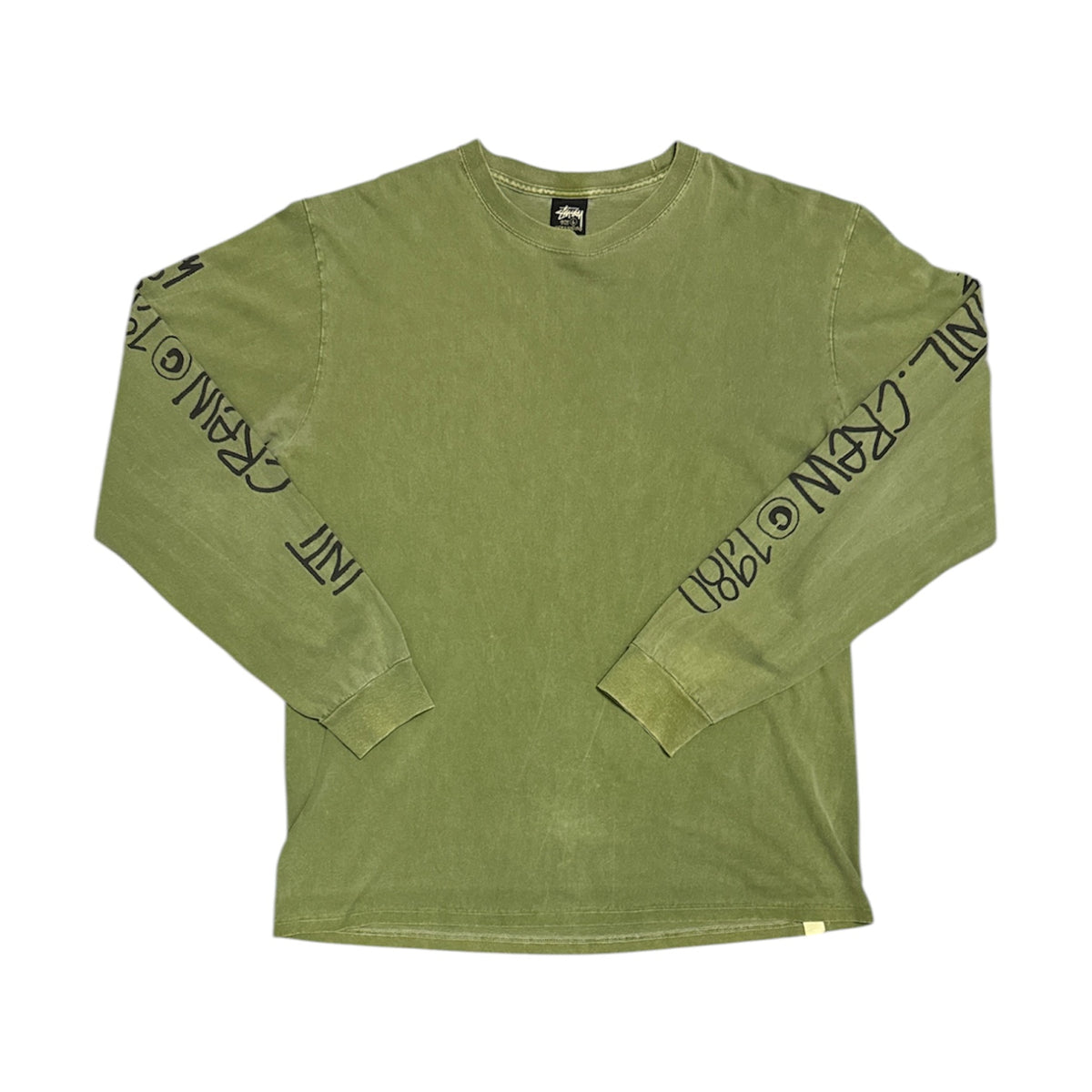 Stussy International Crew Washed Green Long Sleeve
