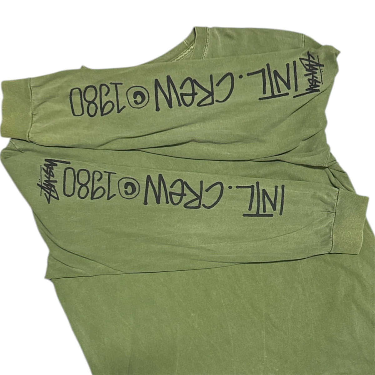 Stussy International Crew Washed Green Long Sleeve