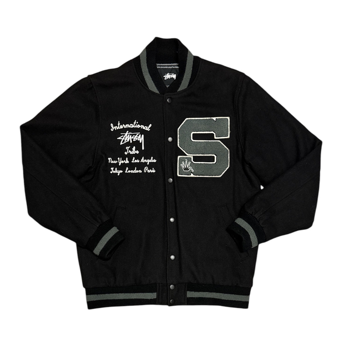 Stussy International Wool Blend Black Varsity Jacket