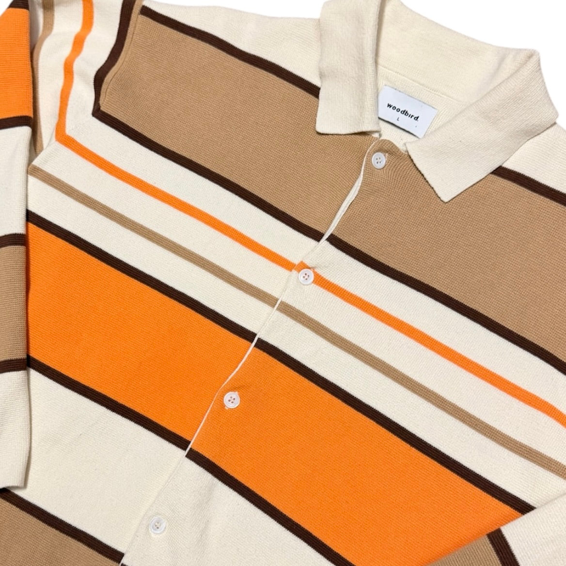 Woodbird Striped Button Up Knitted Long Sleeve Shirt