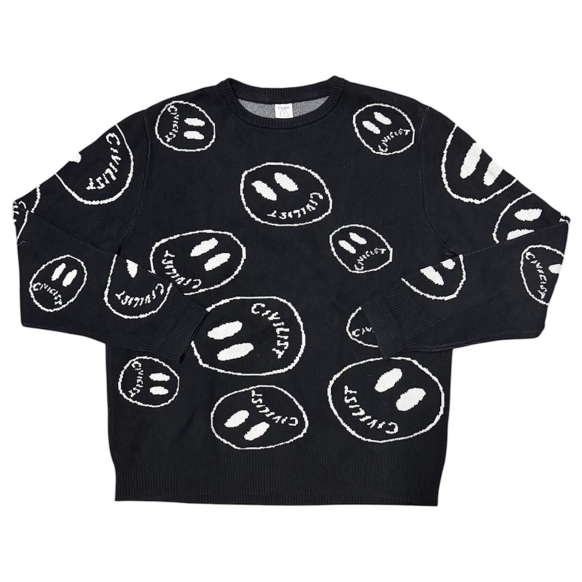 Civilist Smiler Knitted Black Sweatshirt