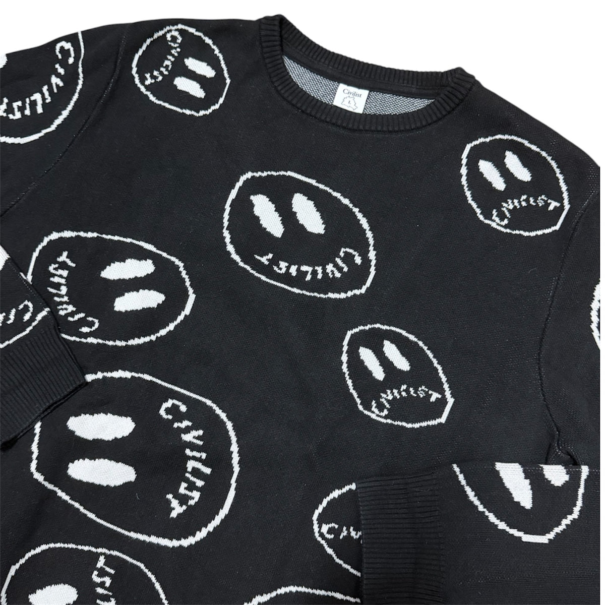 Civilist Smiler Knitted Black Sweatshirt