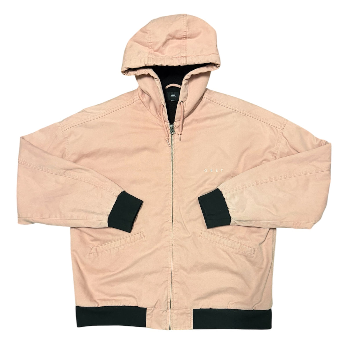 Obey Dillinger Hooded Sherpa Pink Canvas Jacket