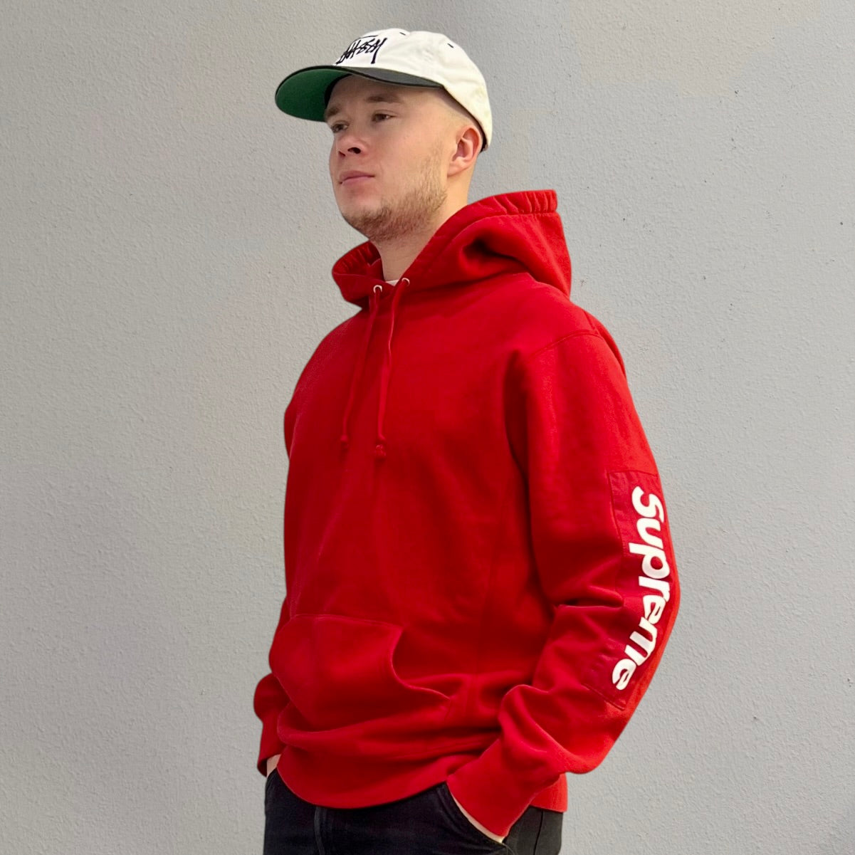 Supreme Sleeve Patch Red Hoodie