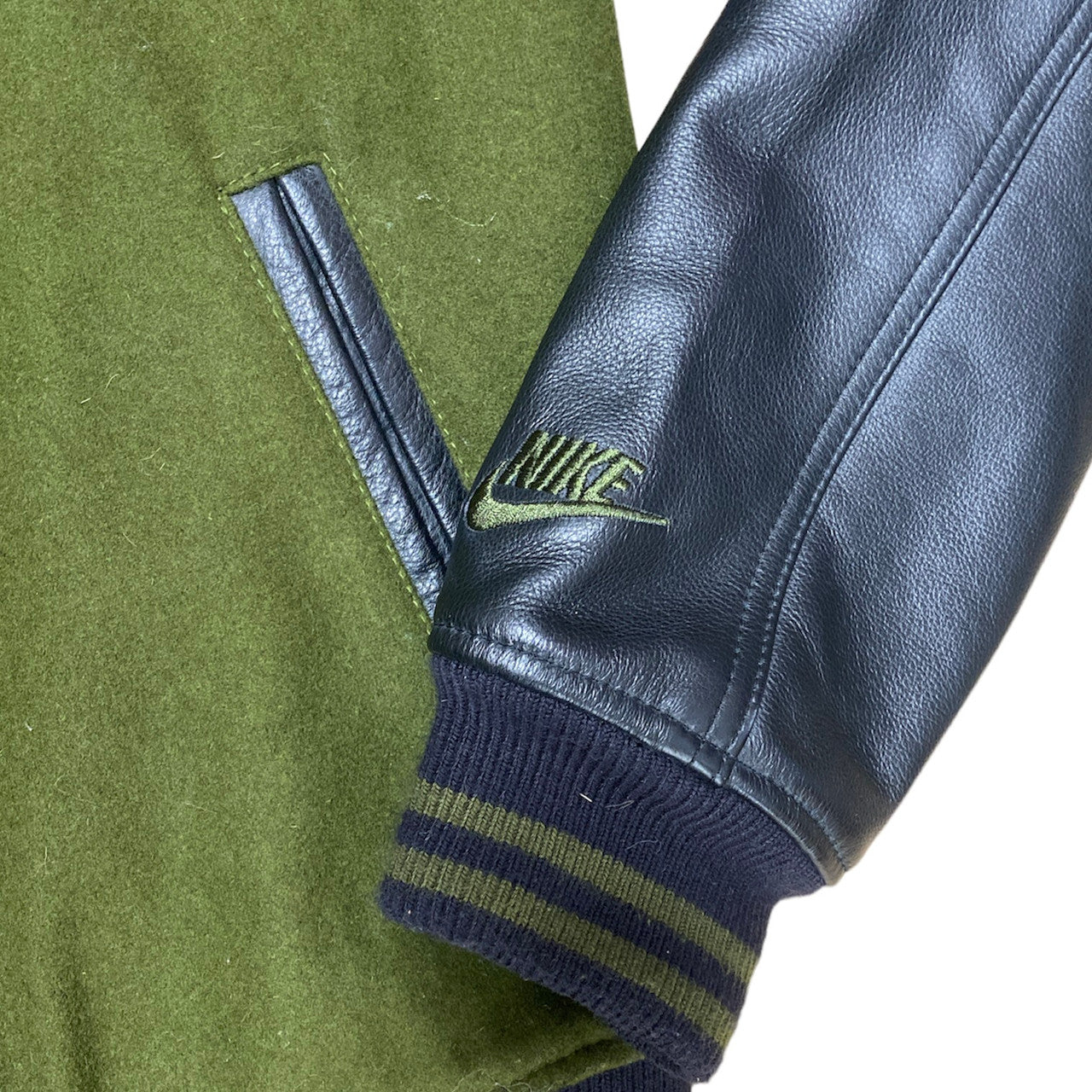 Nike Destroyer Varsity Jacket Black Green Leather