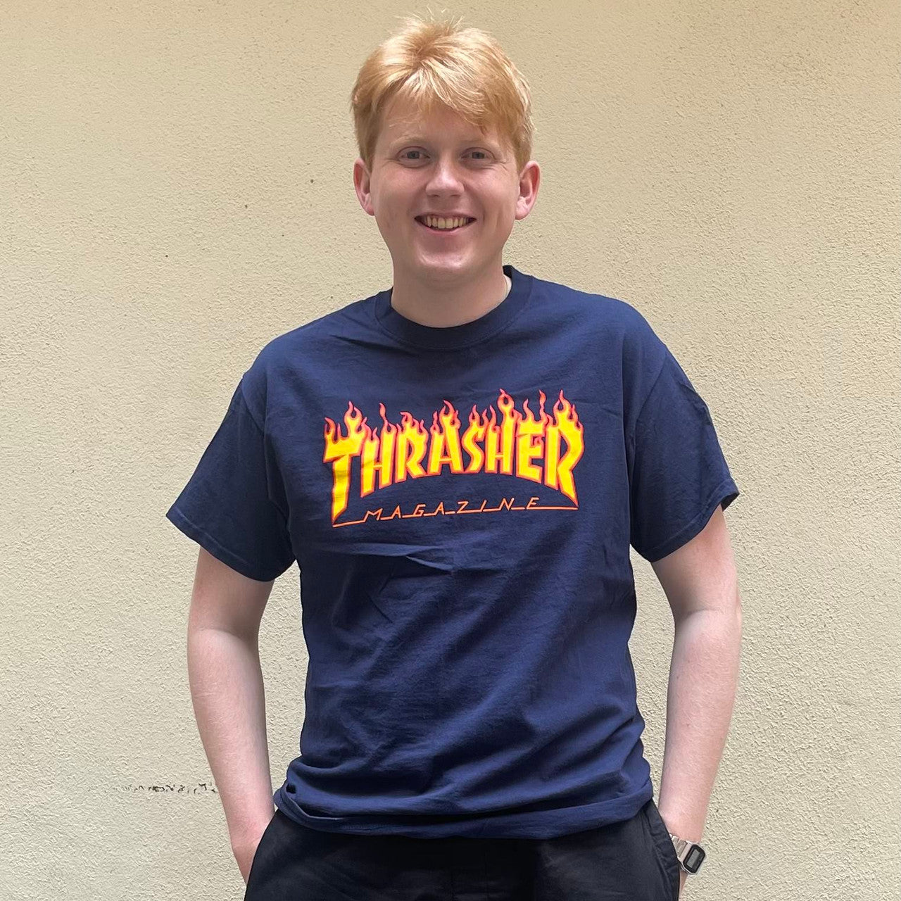 Thrasher Navy Flame Tshirt