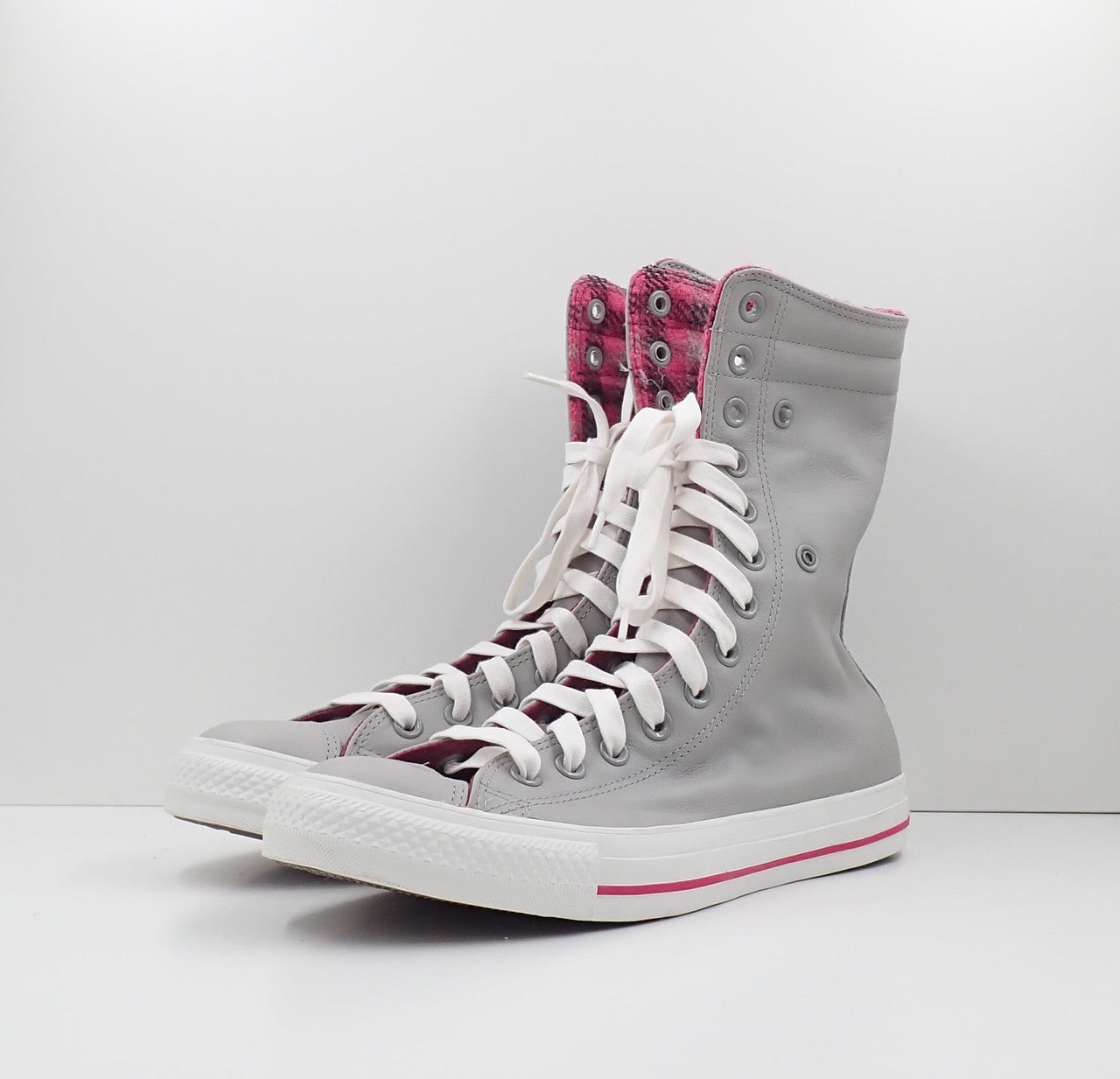 Converse all star grey pink best sale